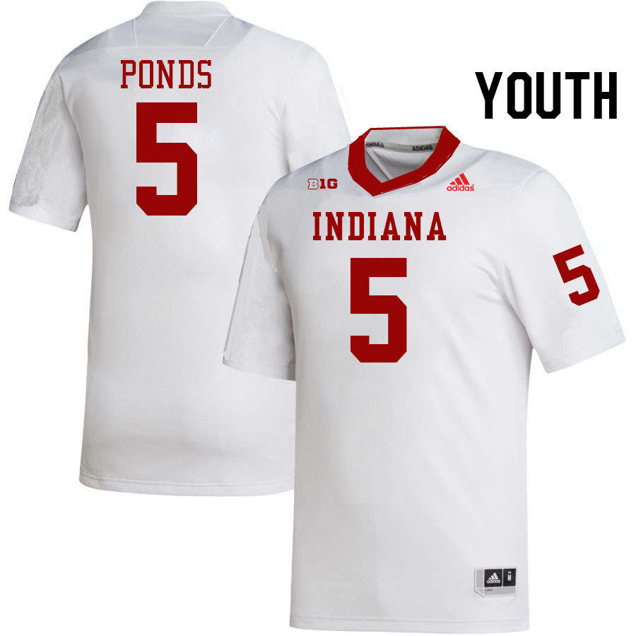 Youth #5 D'Angelo Ponds Indiana Hoosiers College Football Jerseys Stitched-White